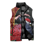 Australia Palm Cockatoo Christmas Sleeveless Puffer Jacket Probosciger Aterrimus Waratah Merry Chrissie - Aussie Hoodie
