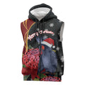 Australia Palm Cockatoo Christmas Sleeveless Zip Hoodie Probosciger Aterrimus Waratah Merry Chrissie LT14
