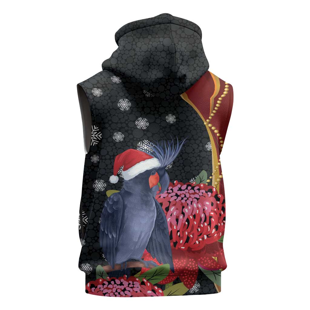 Australia Palm Cockatoo Christmas Sleeveless Zip Hoodie Probosciger Aterrimus Waratah Merry Chrissie LT14
