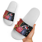 Australia Palm Cockatoo Christmas Slide Sandals Probosciger Aterrimus Waratah Merry Chrissie - Aussie Hoodie