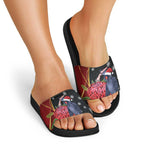 Australia Palm Cockatoo Christmas Slide Sandals Probosciger Aterrimus Waratah Merry Chrissie - Aussie Hoodie