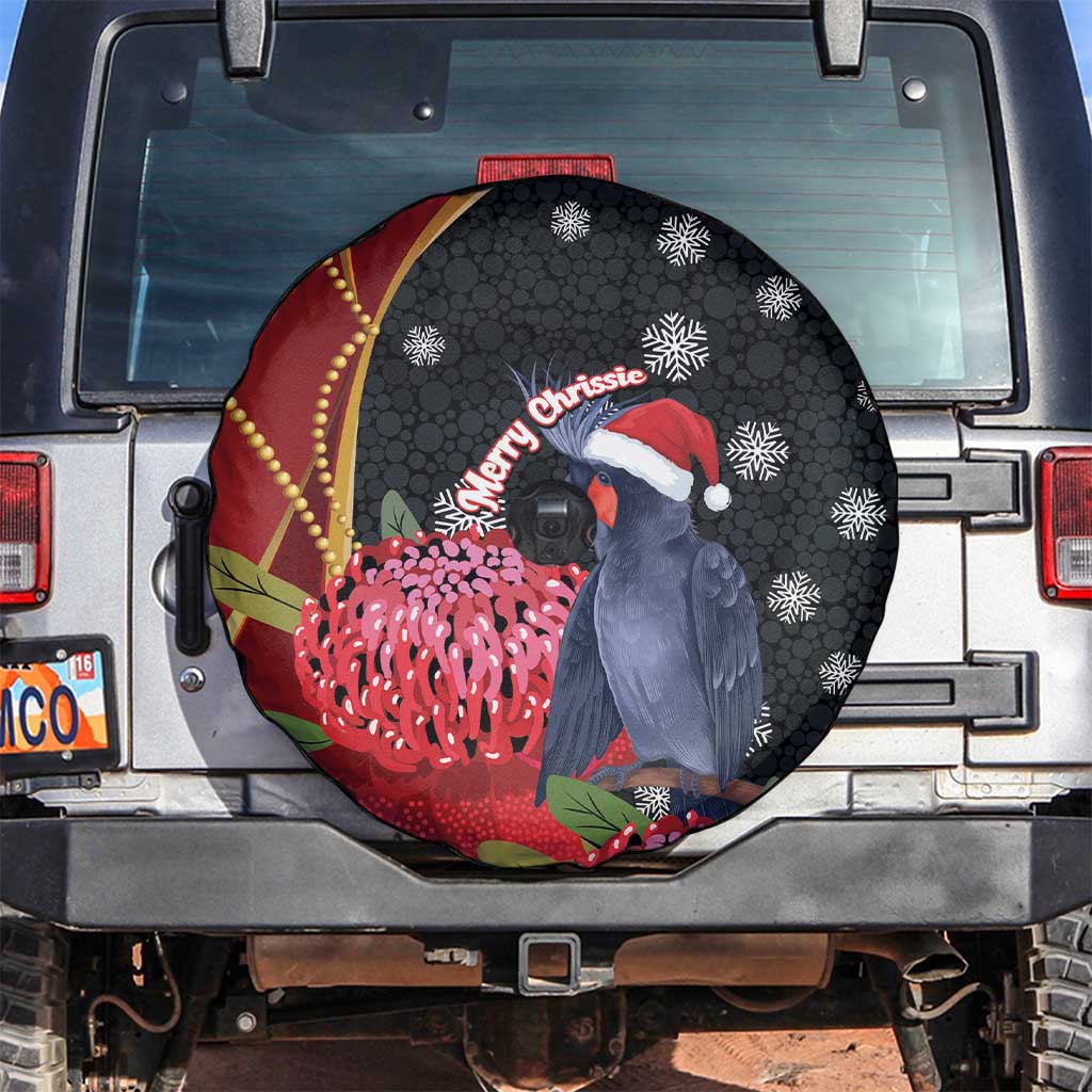 Australia Palm Cockatoo Christmas Spare Tire Cover Probosciger Aterrimus Waratah Merry Chrissie - Aussie Hoodie