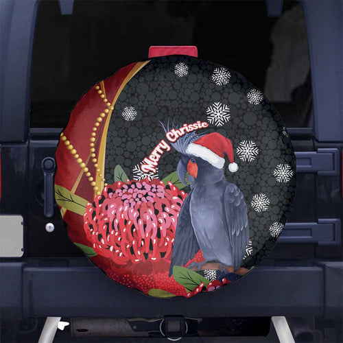 Australia Palm Cockatoo Christmas Spare Tire Cover Probosciger Aterrimus Waratah Merry Chrissie - Aussie Hoodie