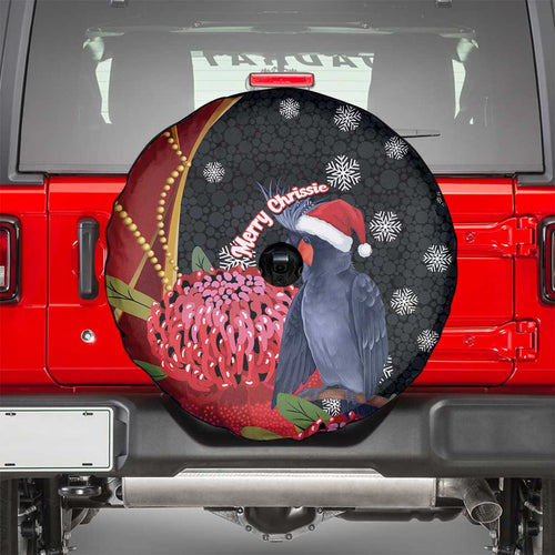 Australia Palm Cockatoo Christmas Spare Tire Cover Probosciger Aterrimus Waratah Merry Chrissie - Aussie Hoodie