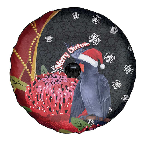 Australia Palm Cockatoo Christmas Spare Tire Cover Probosciger Aterrimus Waratah Merry Chrissie - Aussie Hoodie