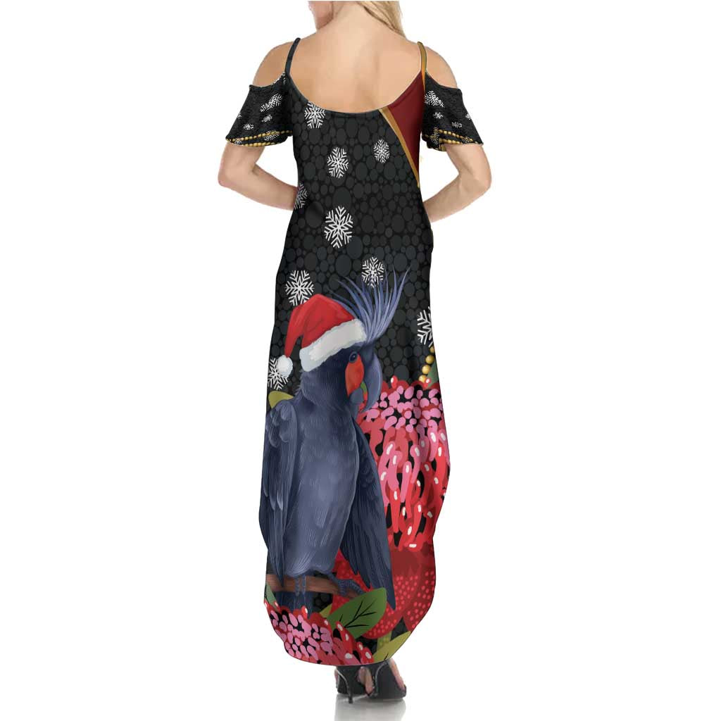 Australia Palm Cockatoo Christmas Summer Maxi Dress Probosciger Aterrimus Waratah Merry Chrissie - Aussie Hoodie