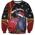 Australia Palm Cockatoo Christmas Sweatshirt Probosciger Aterrimus Waratah Merry Chrissie - Aussie Hoodie