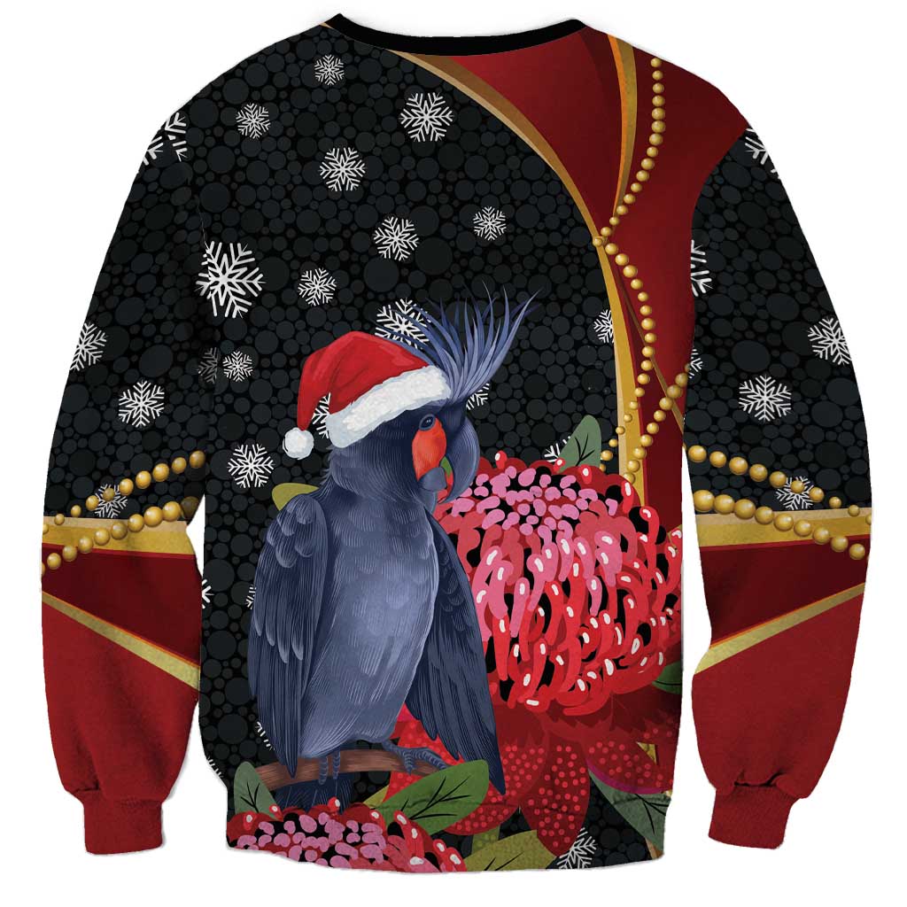 Australia Palm Cockatoo Christmas Sweatshirt Probosciger Aterrimus Waratah Merry Chrissie - Aussie Hoodie