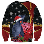 Australia Palm Cockatoo Christmas Sweatshirt Probosciger Aterrimus Waratah Merry Chrissie - Aussie Hoodie