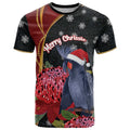 Australia Palm Cockatoo Christmas T Shirt Probosciger Aterrimus Waratah Merry Chrissie - Aussie Hoodie