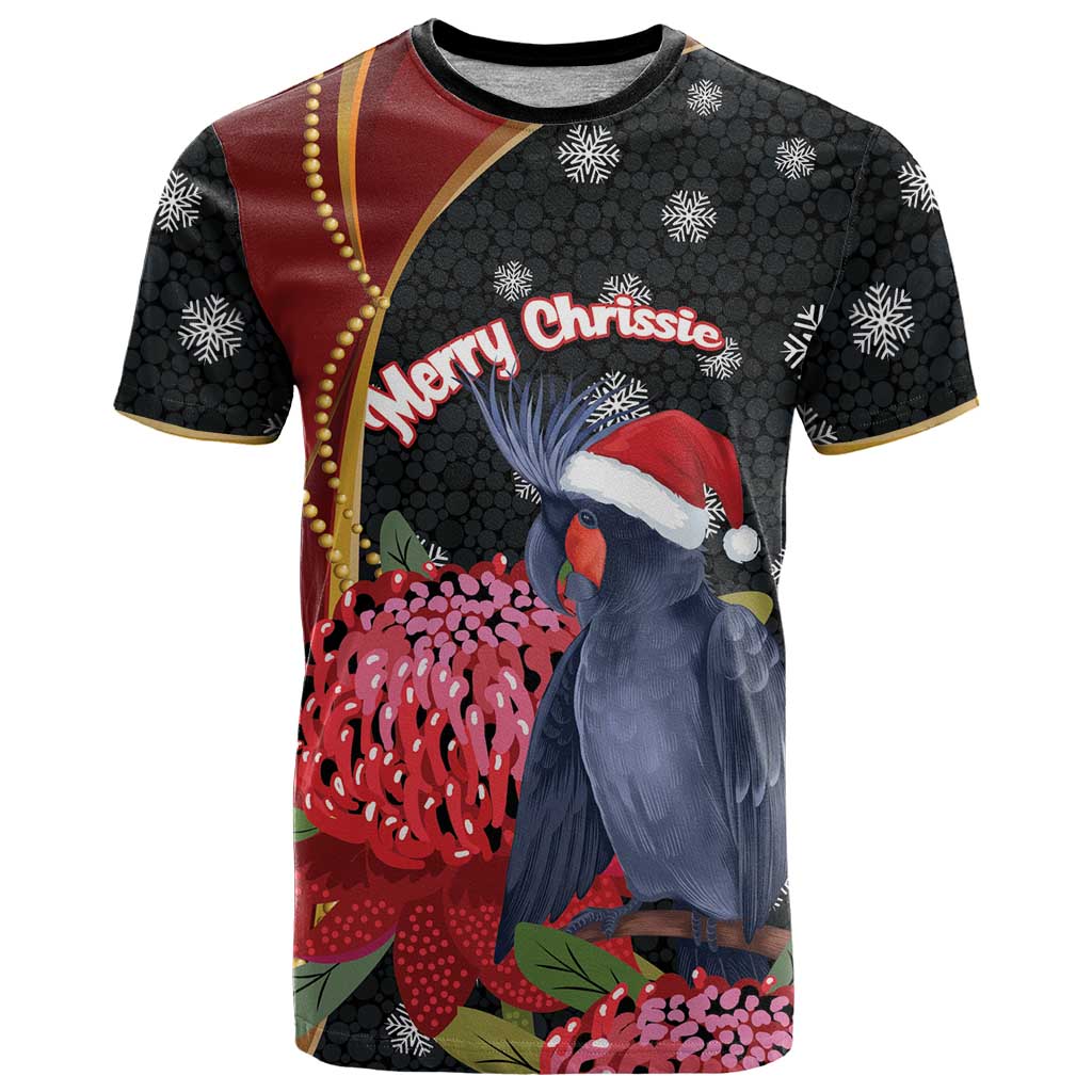 Australia Palm Cockatoo Christmas T Shirt Probosciger Aterrimus Waratah Merry Chrissie - Aussie Hoodie
