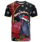 Australia Palm Cockatoo Christmas T Shirt Probosciger Aterrimus Waratah Merry Chrissie - Aussie Hoodie