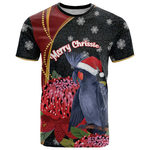 Australia Palm Cockatoo Christmas T Shirt Probosciger Aterrimus Waratah Merry Chrissie - Aussie Hoodie