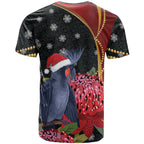 Australia Palm Cockatoo Christmas T Shirt Probosciger Aterrimus Waratah Merry Chrissie - Aussie Hoodie