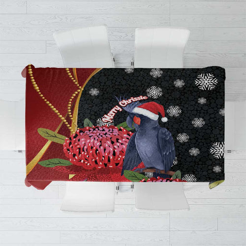 Australia Palm Cockatoo Christmas Tablecloth Probosciger Aterrimus Waratah Merry Chrissie - Aussie Hoodie