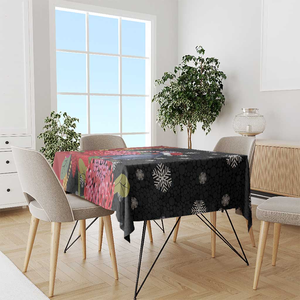 Australia Palm Cockatoo Christmas Tablecloth Probosciger Aterrimus Waratah Merry Chrissie - Aussie Hoodie
