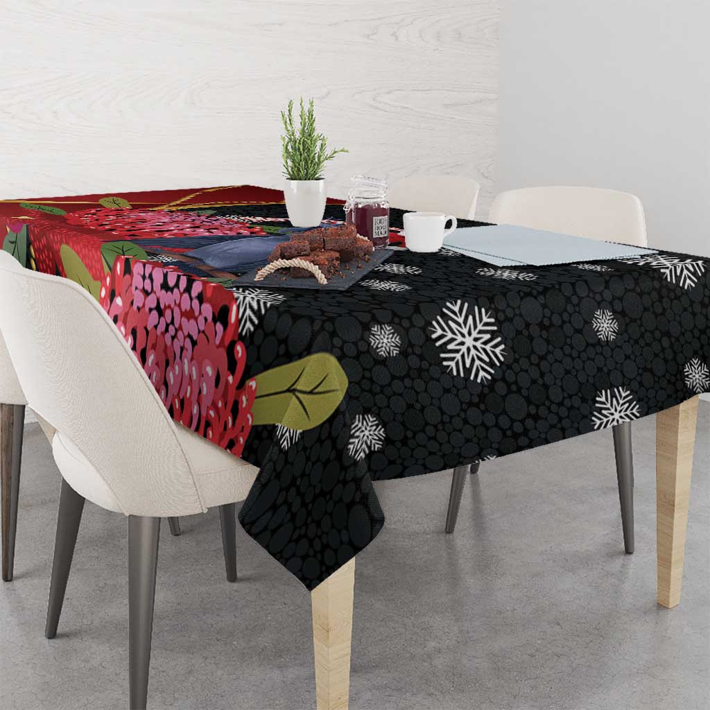 Australia Palm Cockatoo Christmas Tablecloth Probosciger Aterrimus Waratah Merry Chrissie - Aussie Hoodie
