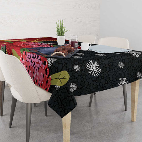 Australia Palm Cockatoo Christmas Tablecloth Probosciger Aterrimus Waratah Merry Chrissie - Aussie Hoodie