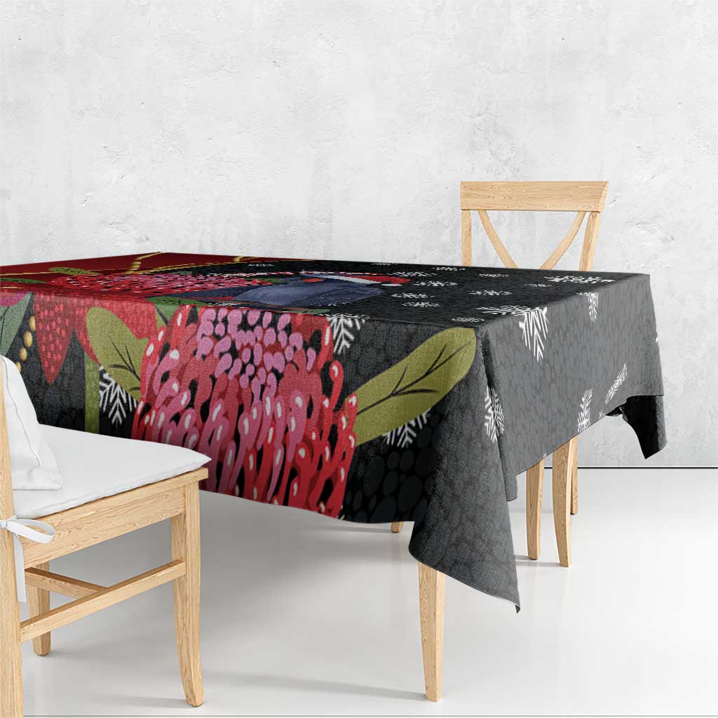 Australia Palm Cockatoo Christmas Tablecloth Probosciger Aterrimus Waratah Merry Chrissie - Aussie Hoodie