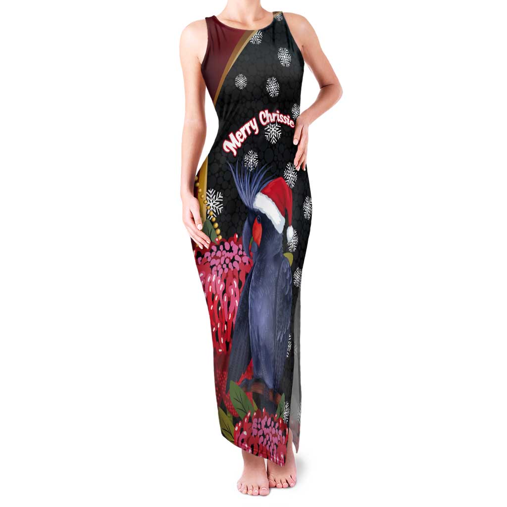 Australia Palm Cockatoo Christmas Tank Maxi Dress Probosciger Aterrimus Waratah Merry Chrissie - Aussie Hoodie