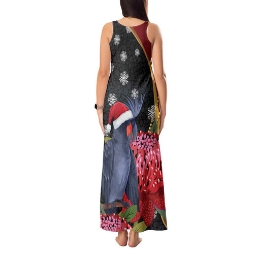 Australia Palm Cockatoo Christmas Tank Maxi Dress Probosciger Aterrimus Waratah Merry Chrissie - Aussie Hoodie