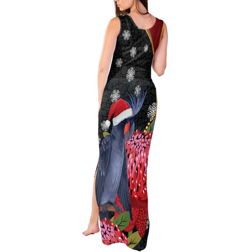 Australia Palm Cockatoo Christmas Tank Maxi Dress Probosciger Aterrimus Waratah Merry Chrissie - Aussie Hoodie