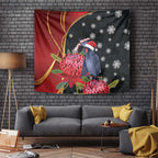 Australia Palm Cockatoo Christmas Tapestry Probosciger Aterrimus Waratah Merry Chrissie - Aussie Hoodie