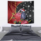 Australia Palm Cockatoo Christmas Tapestry Probosciger Aterrimus Waratah Merry Chrissie - Aussie Hoodie