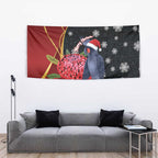 Australia Palm Cockatoo Christmas Tapestry Probosciger Aterrimus Waratah Merry Chrissie - Aussie Hoodie