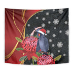 Australia Palm Cockatoo Christmas Tapestry Probosciger Aterrimus Waratah Merry Chrissie - Aussie Hoodie