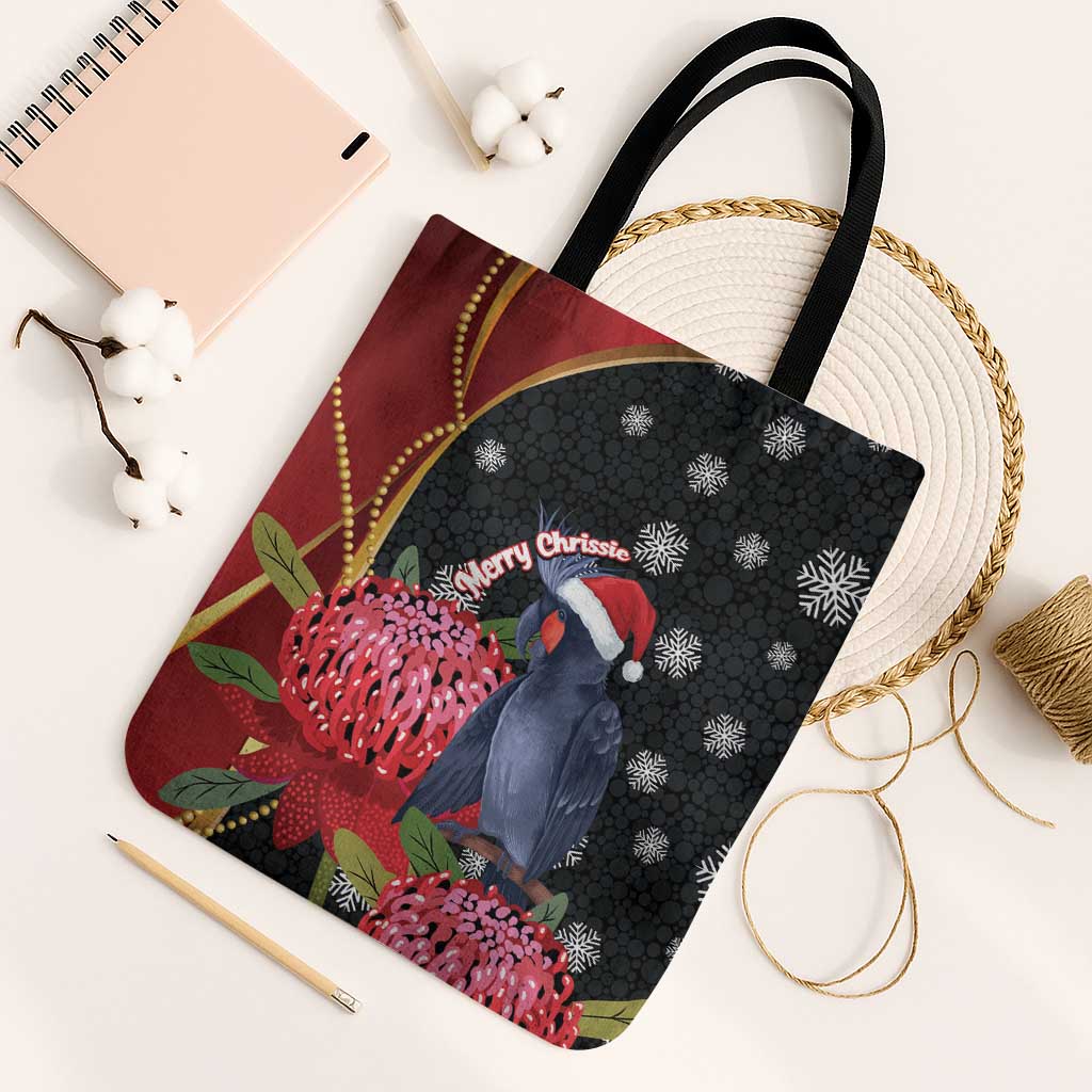 Australia Palm Cockatoo Christmas Tote Bag Probosciger Aterrimus Waratah Merry Chrissie - Aussie Hoodie