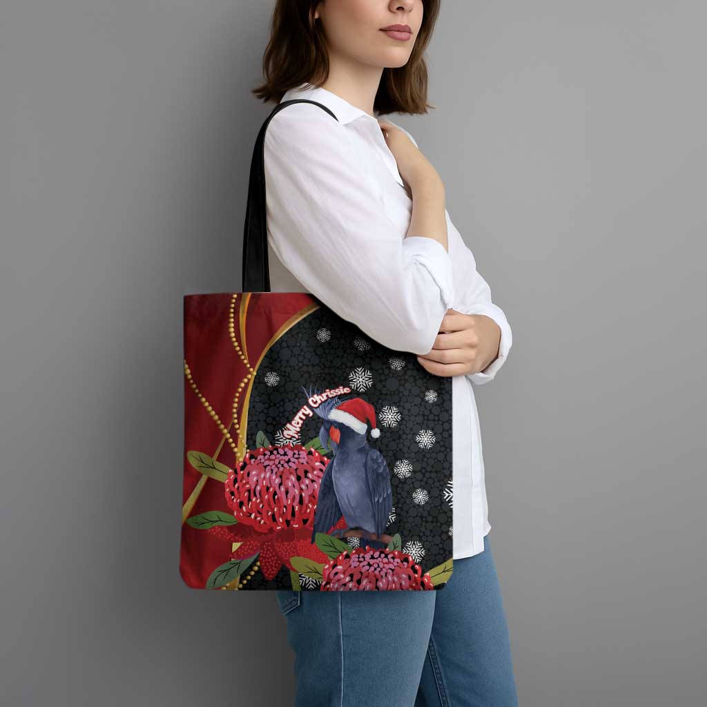Australia Palm Cockatoo Christmas Tote Bag Probosciger Aterrimus Waratah Merry Chrissie - Aussie Hoodie