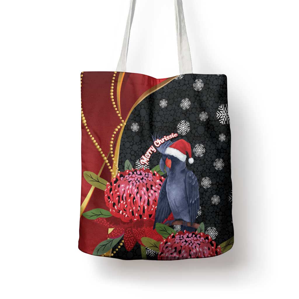 Australia Palm Cockatoo Christmas Tote Bag Probosciger Aterrimus Waratah Merry Chrissie - Aussie Hoodie