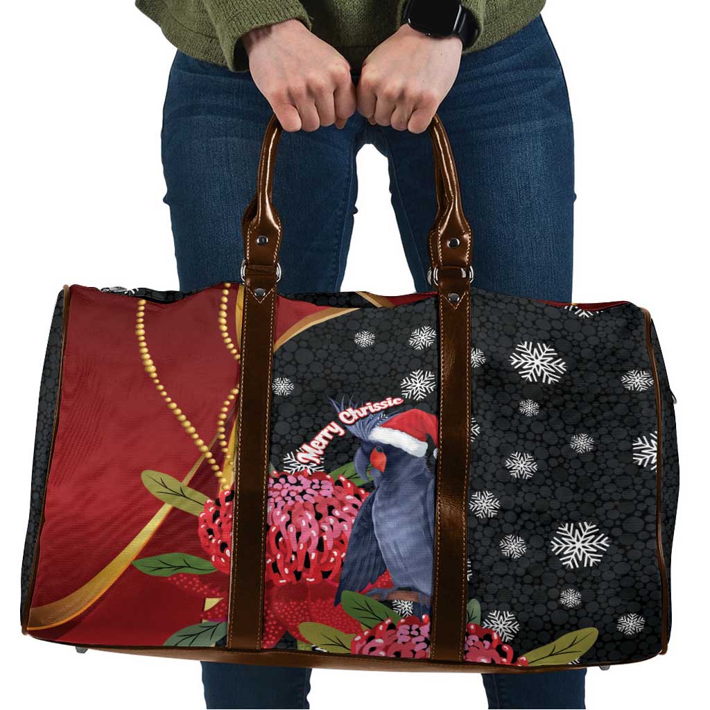 Australia Palm Cockatoo Christmas Travel Bag Probosciger Aterrimus Waratah Merry Chrissie - Aussie Hoodie