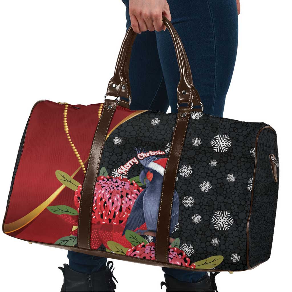 Australia Palm Cockatoo Christmas Travel Bag Probosciger Aterrimus Waratah Merry Chrissie - Aussie Hoodie