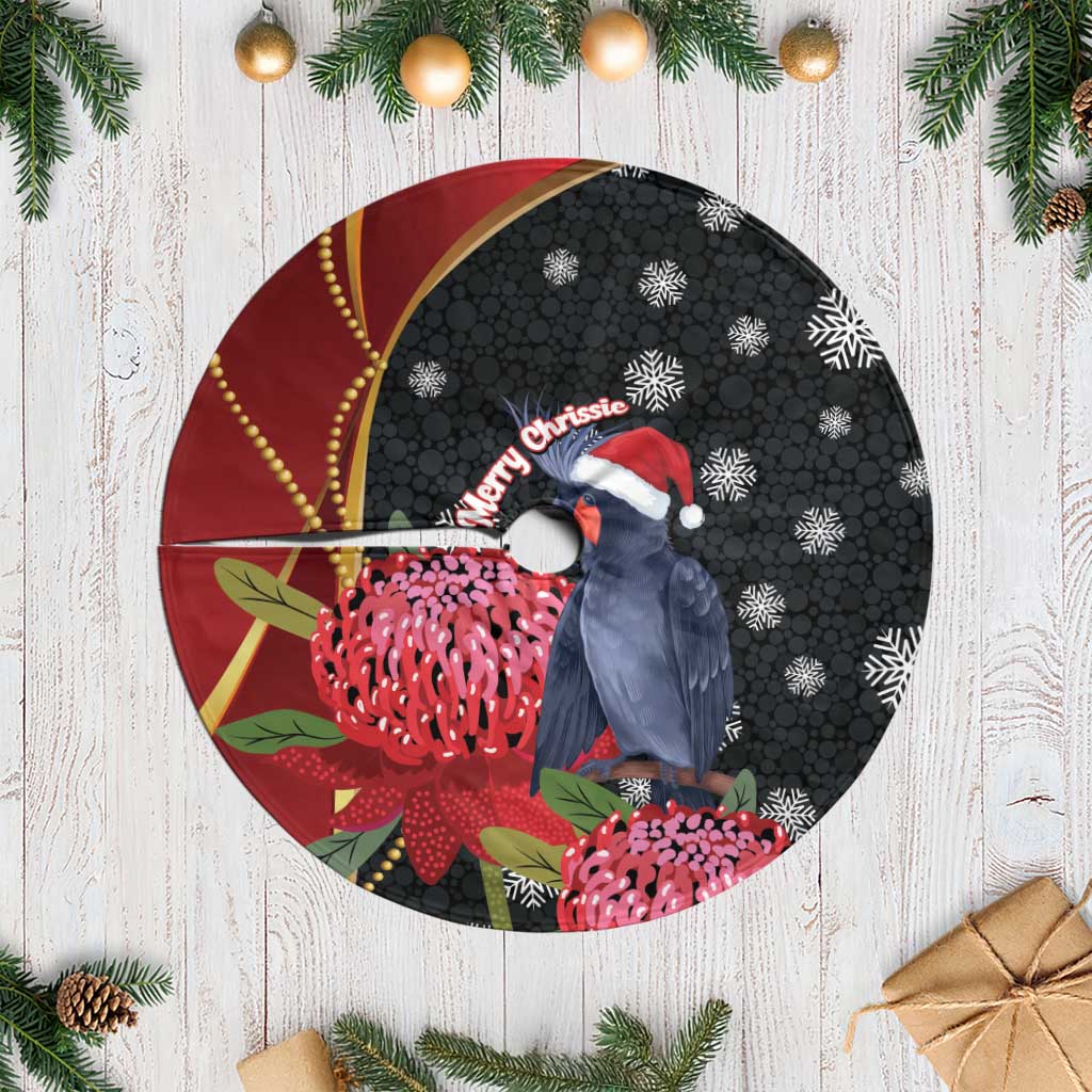 Australia Palm Cockatoo Christmas Tree Skirt Probosciger Aterrimus Waratah Merry Chrissie - Aussie Hoodie