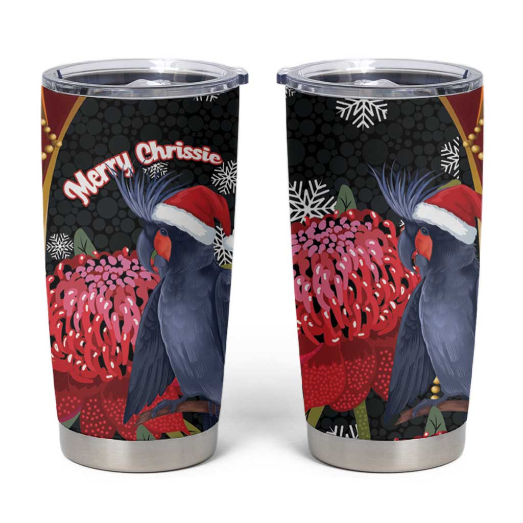 Australia Palm Cockatoo Christmas Tumbler Cup Probosciger Aterrimus Waratah Merry Chrissie - Aussie Hoodie