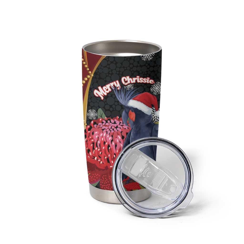 Australia Palm Cockatoo Christmas Tumbler Cup Probosciger Aterrimus Waratah Merry Chrissie - Aussie Hoodie
