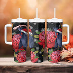 Australia Palm Cockatoo Christmas Tumbler With Handle Probosciger Aterrimus Waratah Merry Chrissie - Aussie Hoodie