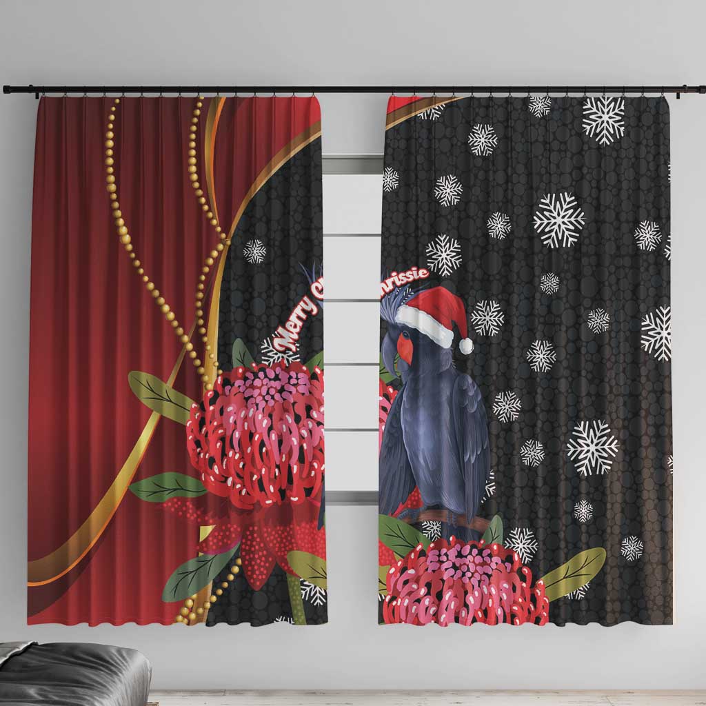 Australia Palm Cockatoo Christmas Window Curtain Probosciger Aterrimus Waratah Merry Chrissie - Aussie Hoodie