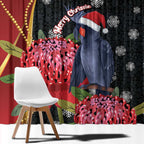 Australia Palm Cockatoo Christmas Window Curtain Probosciger Aterrimus Waratah Merry Chrissie - Aussie Hoodie