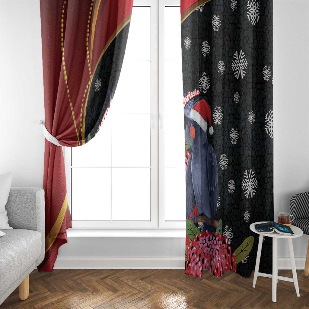 Australia Palm Cockatoo Christmas Window Curtain Probosciger Aterrimus Waratah Merry Chrissie - Aussie Hoodie