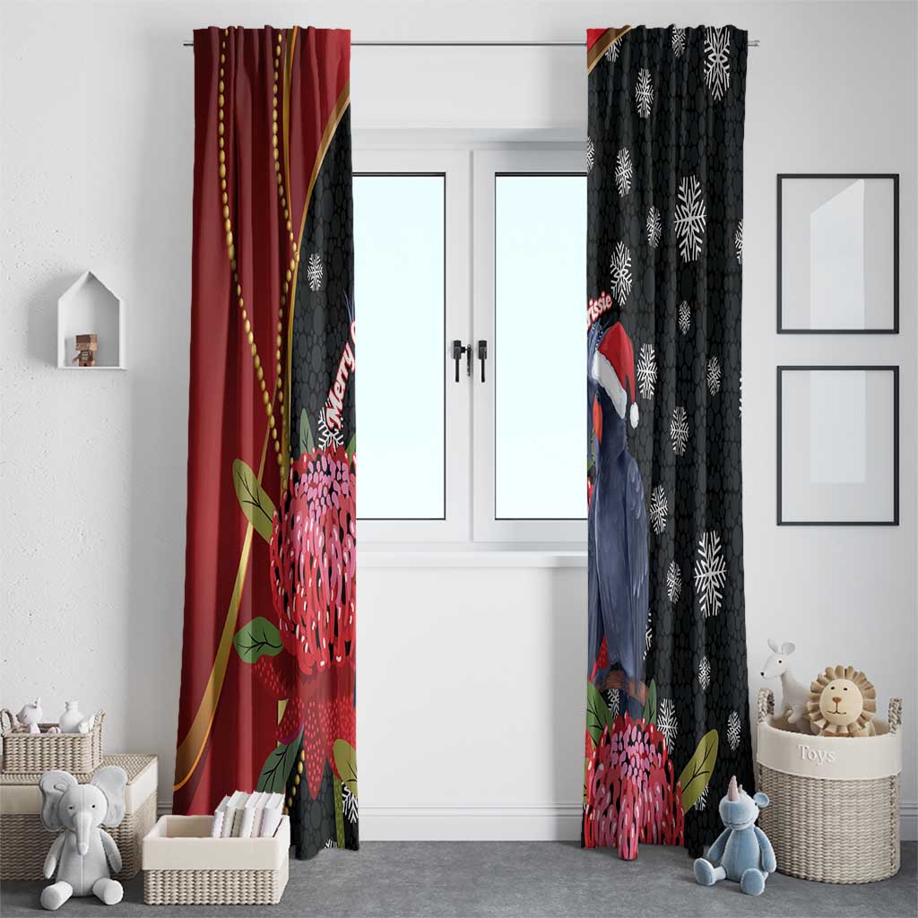 Australia Palm Cockatoo Christmas Window Curtain Probosciger Aterrimus Waratah Merry Chrissie - Aussie Hoodie