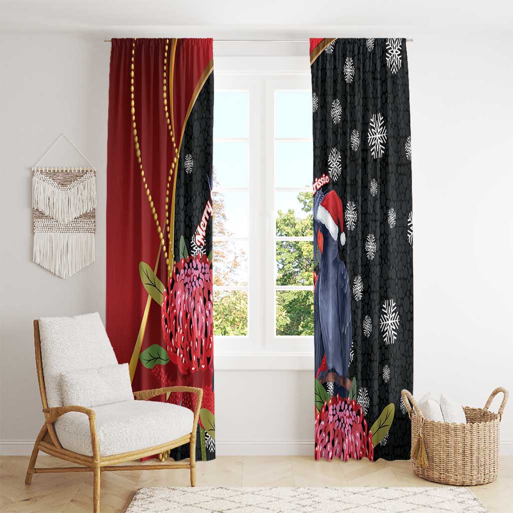 Australia Palm Cockatoo Christmas Window Curtain Probosciger Aterrimus Waratah Merry Chrissie - Aussie Hoodie