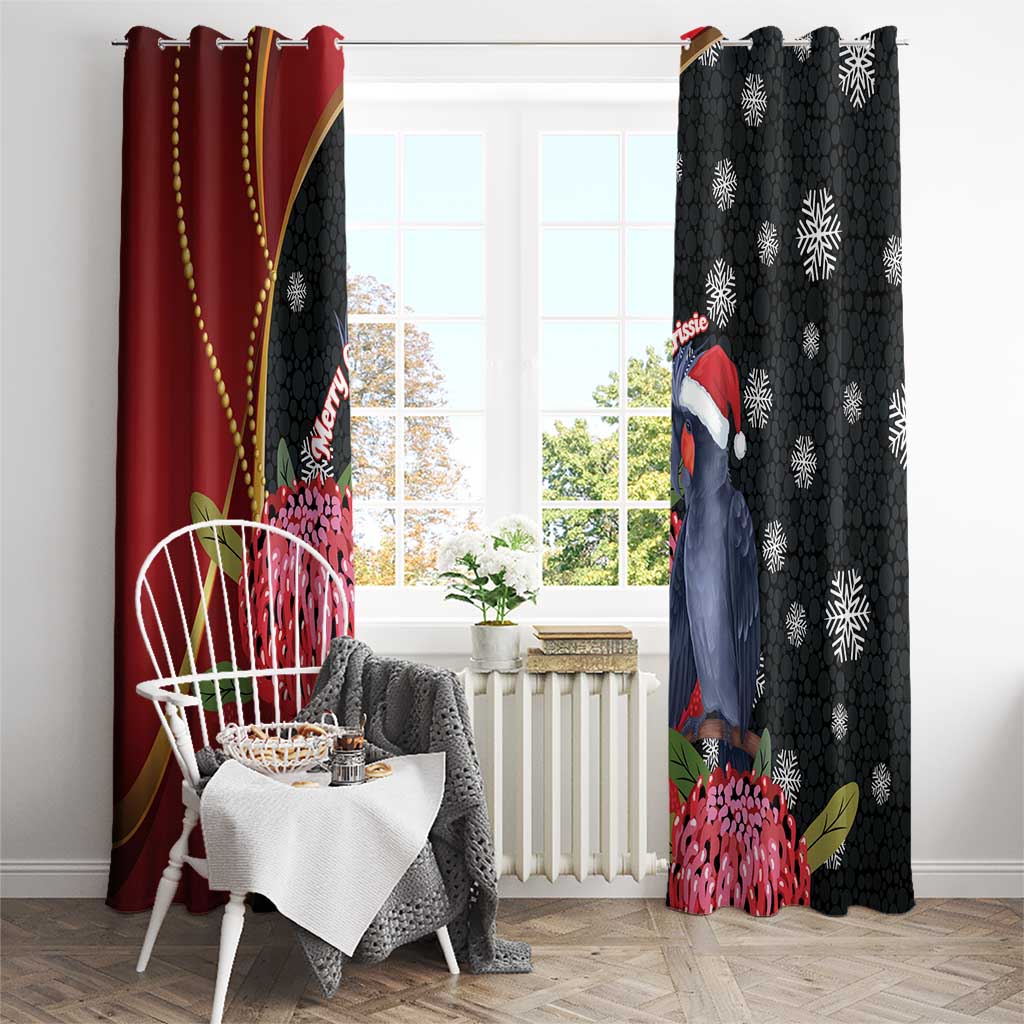 Australia Palm Cockatoo Christmas Window Curtain Probosciger Aterrimus Waratah Merry Chrissie - Aussie Hoodie