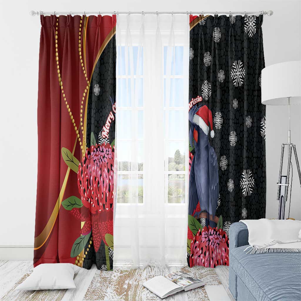 Australia Palm Cockatoo Christmas Window Curtain Probosciger Aterrimus Waratah Merry Chrissie - Aussie Hoodie