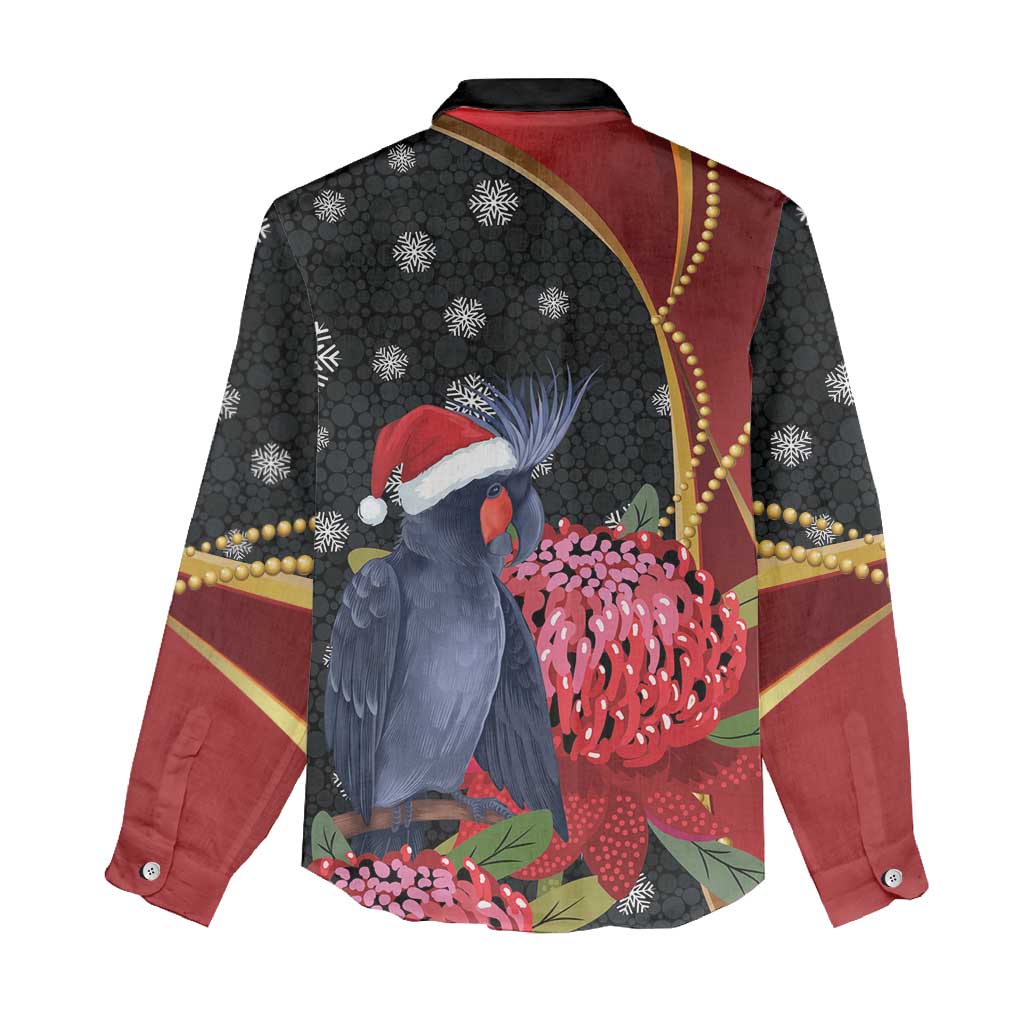 Australia Palm Cockatoo Christmas Women Casual Shirt Probosciger Aterrimus Waratah Merry Chrissie - Aussie Hoodie
