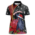 Australia Palm Cockatoo Christmas Women Polo Shirt Probosciger Aterrimus Waratah Merry Chrissie - Aussie Hoodie