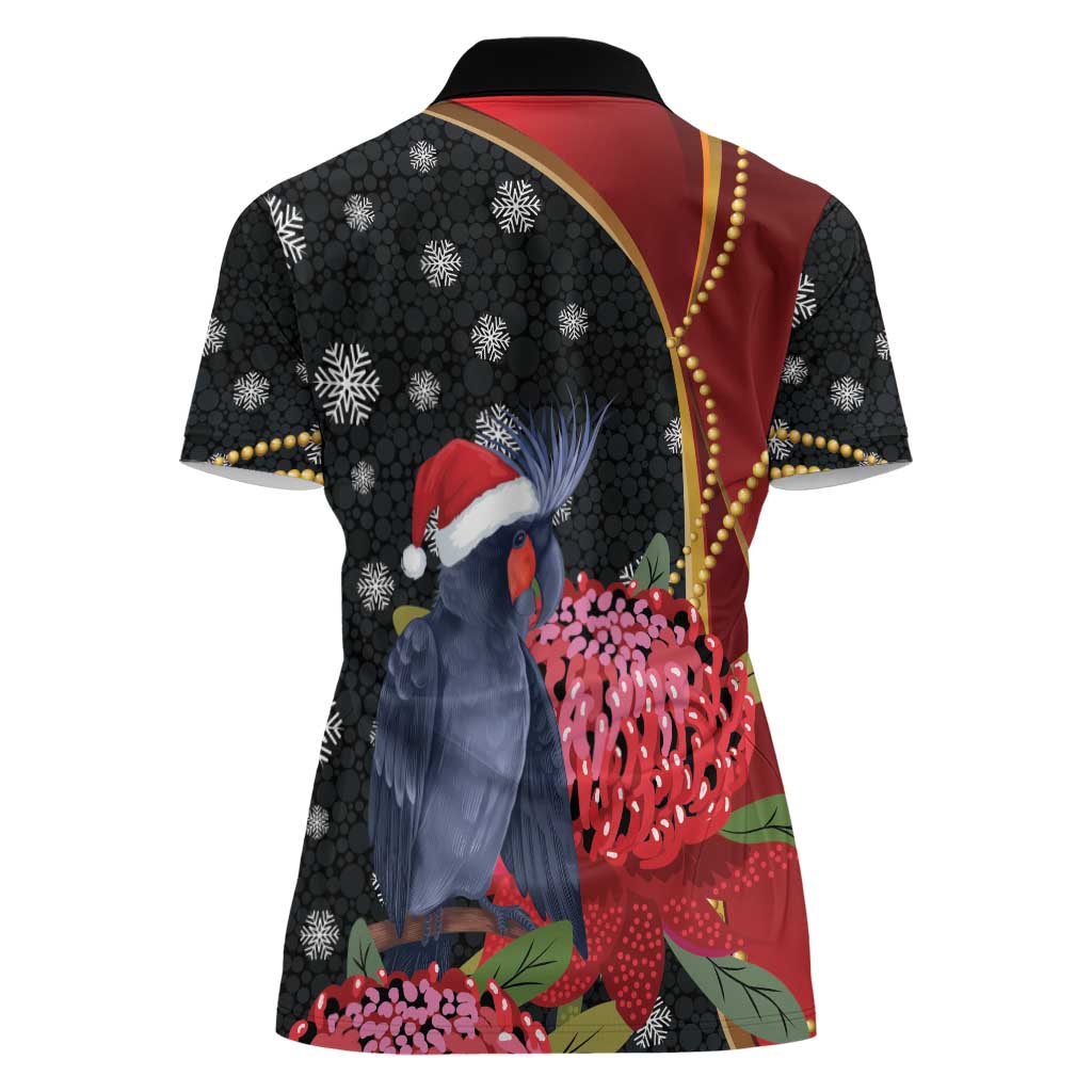 Australia Palm Cockatoo Christmas Women Polo Shirt Probosciger Aterrimus Waratah Merry Chrissie - Aussie Hoodie