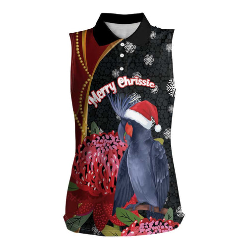 Australia Palm Cockatoo Christmas Women Sleeveless Polo Shirt Probosciger Aterrimus Waratah Merry Chrissie - undefined